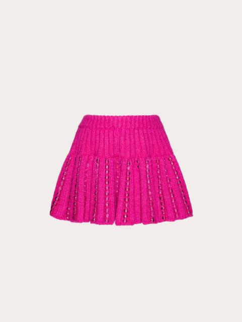 EMBROIDERED MOHAIR WOOL MINI SKIRT