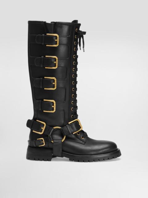 Smooth leather biker boots