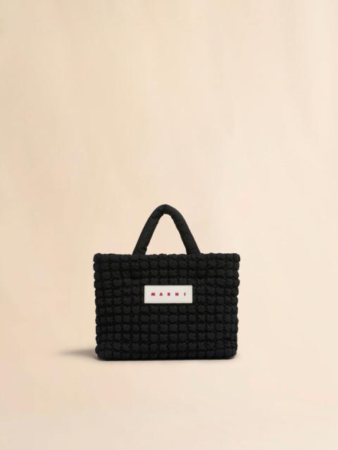 BLACK NYLON PUFF SMALL TOTE BAG