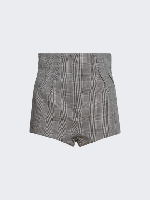 Checked Pleated Tailored Shorts Beige And Blue