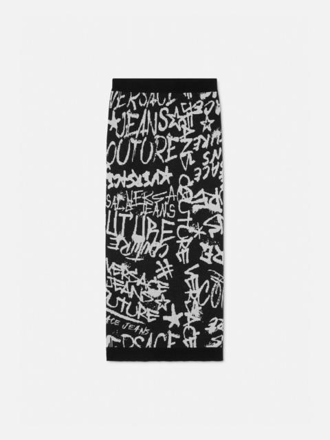 Graffiti Jacquard Midi Skirt