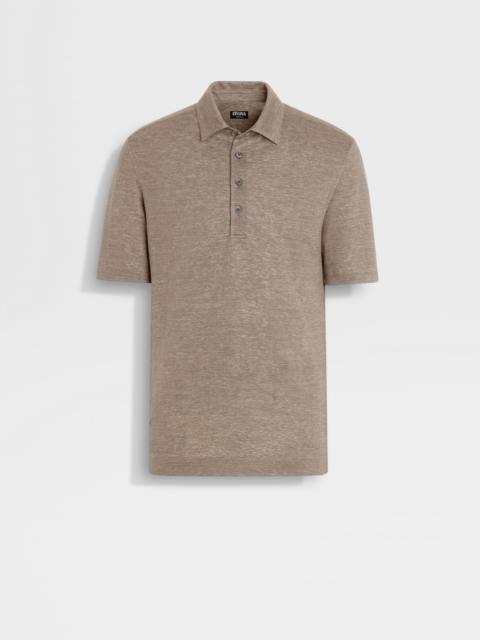 LIGHT TAUPE OASI LINO POLO SHIRT
