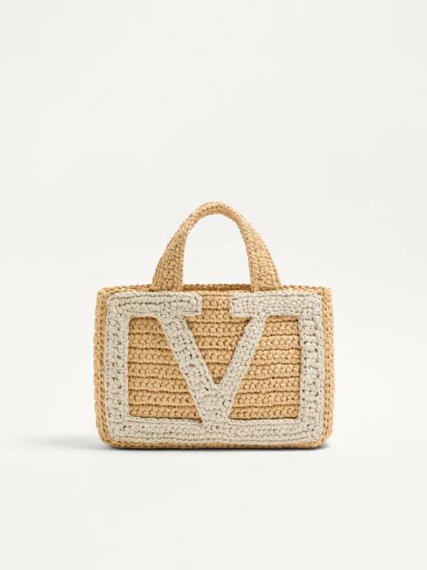 VALENTINO GARAVANI VIVA SUPERSTAR SMALL SHOPPING BAG IN RAFFIA