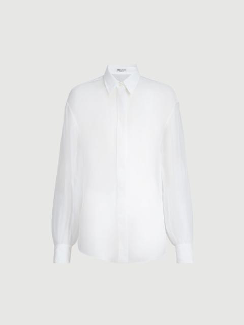 Crispy silk shirt with monili