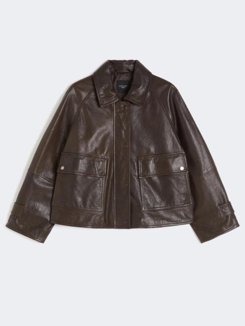 Nappa leather shacket - DARK BROWN