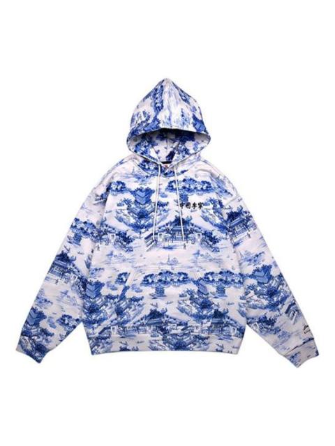 Li-Ning Full Print Loose Pullover Hoodie 'Blue' AWDQ253-1
