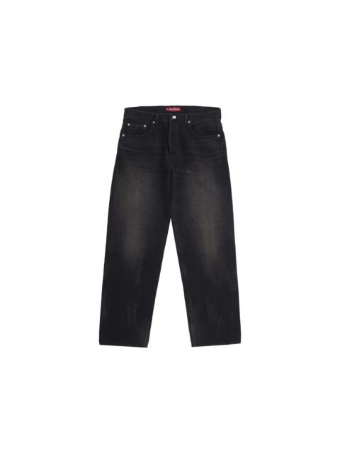 Supreme Distressed Loose Fit Selvedge Jean (SS25) Washed Black