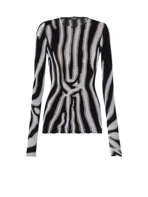 Zebra-print velvet bodycon top