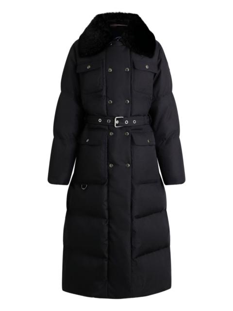 Vlavi removable-collar belted coat