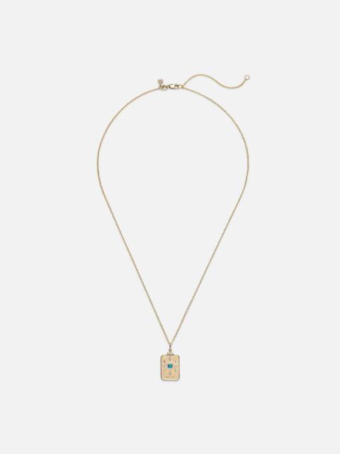Eye Tarot Card 14kt gold pendant necklace with turquoise and diamonds