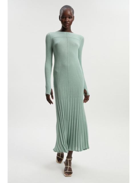 Petite Drapey Sheer Rib Knitted Midi Dress