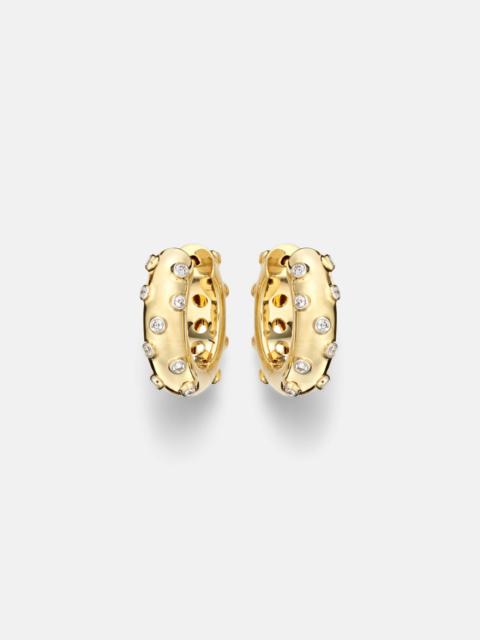 Plumetis 9kt gold hoop earrings with diamonds