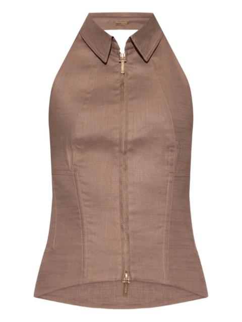 zip-up halterneck vest