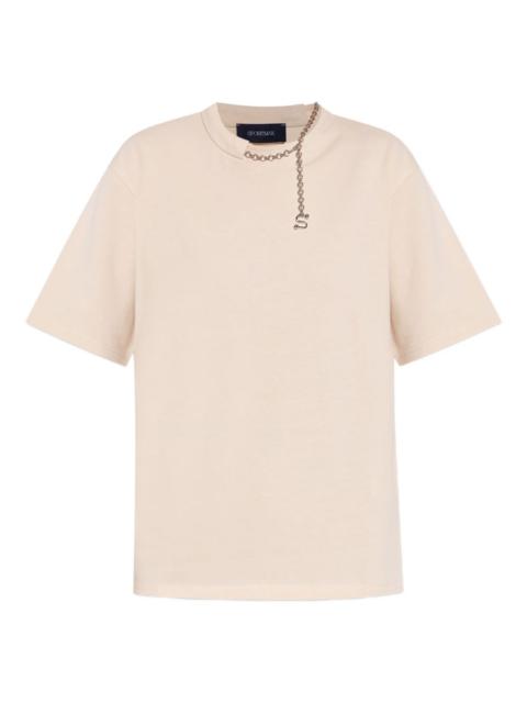chain-embellished cotton T-shirt