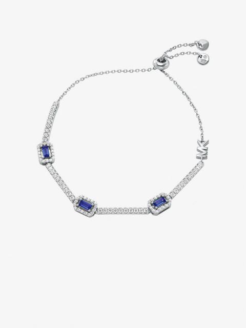 Precious Metal-Plated Sterling Silver Pavé Halo Slider Bracelet