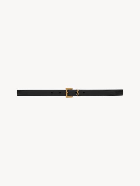 narrow monogram belt with square buckle in lacquered leather