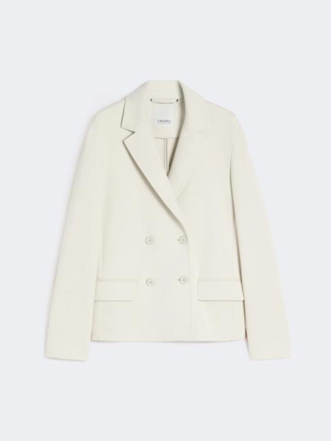 Double-breasted scuba jersey jacket - BEIGE