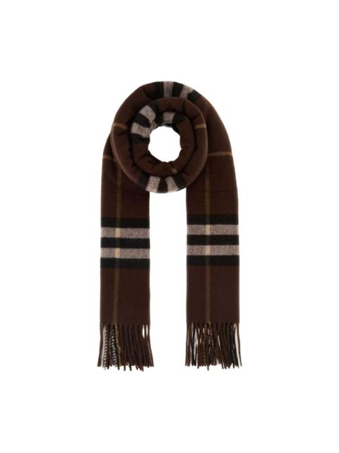 checked-pattern fringed-hem scarf