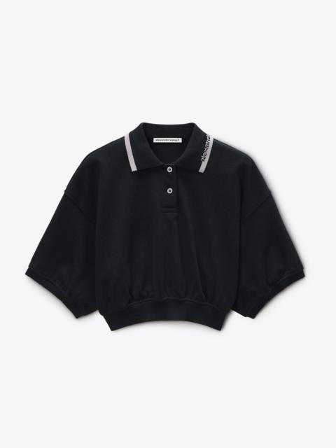 Cropped Cinched Cotton Polo