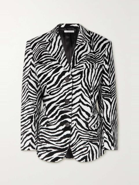 Zebra-print cotton-velvet blazer