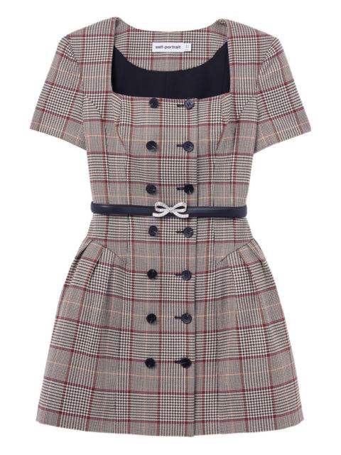 checked short sleeve mini dress