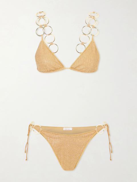 Lumière Embellished Metallic Triangle Bikini