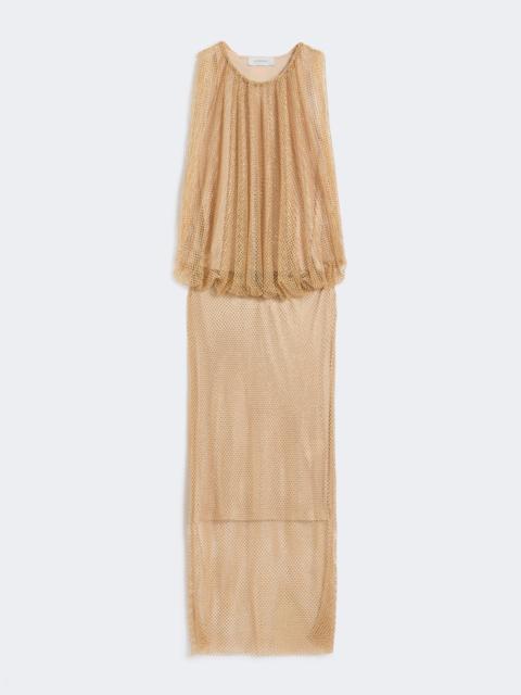 Sleeveless jersey dress with crystals - CAMEL