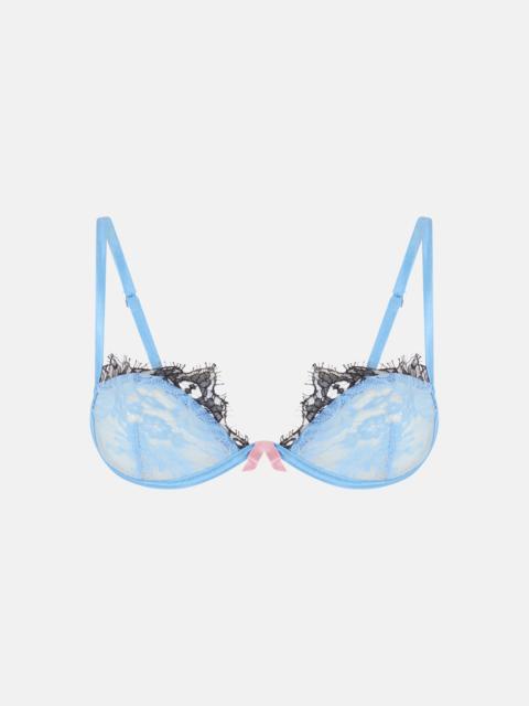 BLUE AND BLACK LACE BRA