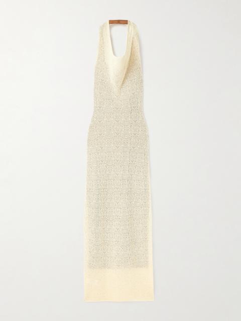 Celestino Pointelle-knit Halterneck Maxi Dress