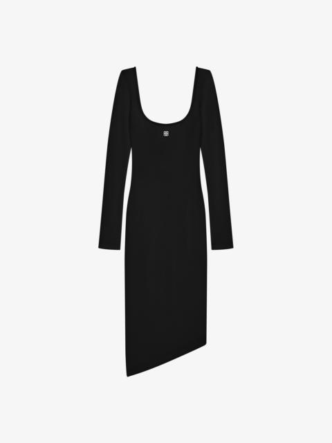 ASYMMETRIC DRESS IN KNIT WITH 4G LIQUID DETAIL
