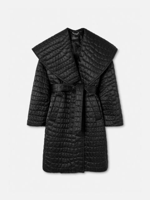 Croc-Quilted Nylon Coat