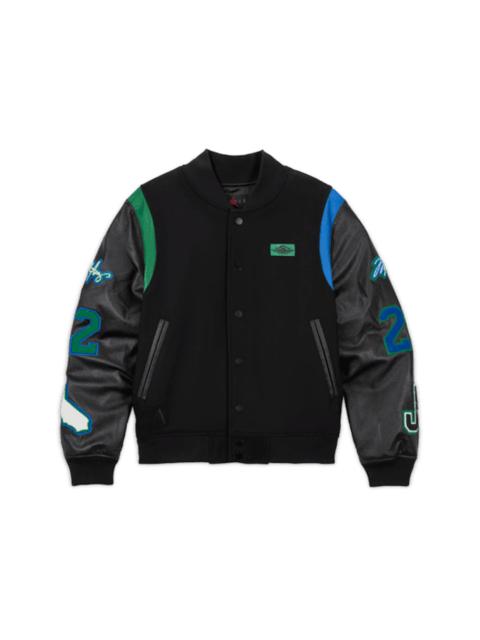 Jordan x Aleali May Varsity Jacket Black Game Royal Pine Green