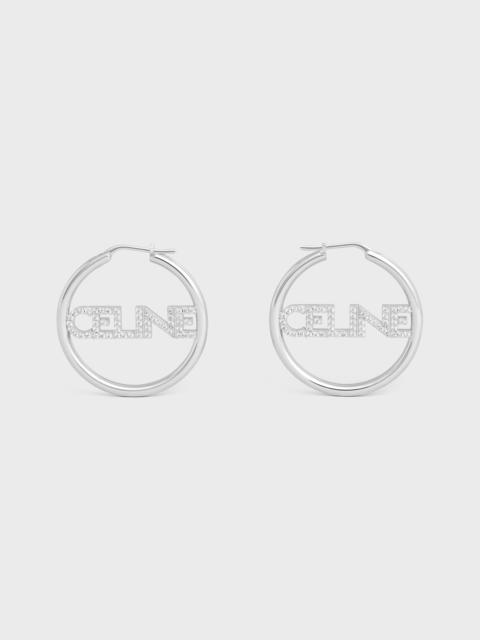 Celine Monochroms Strass Hoops in Brass with Rhodium Finish and Crystals
