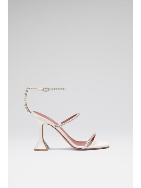 GILDA SANDAL 95 IVORY SATIN AND WHITE CRYSTALS