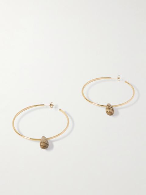 Large Gold-tone Agate Hoop Earrings