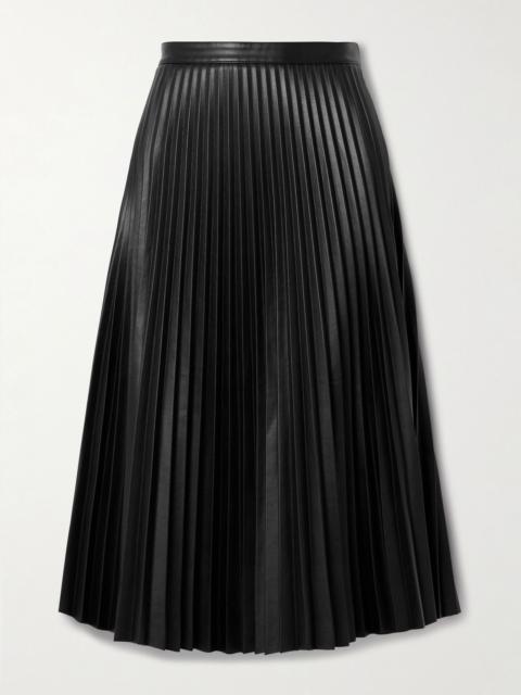 Daphne pleated vegan leather midi skirt Black