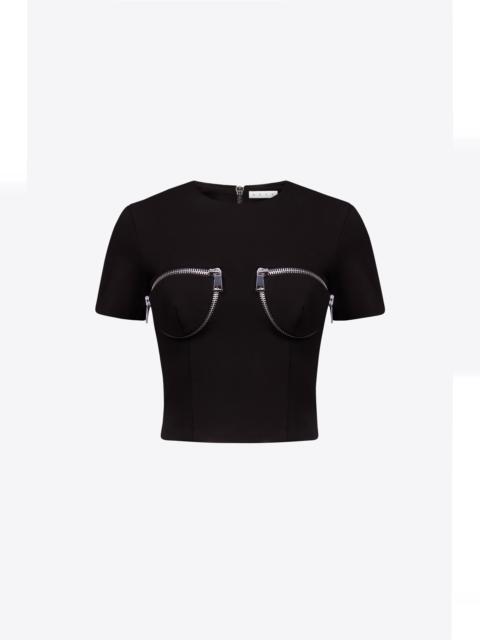 ZIPPER BUSTIER CUP T-SHIRT