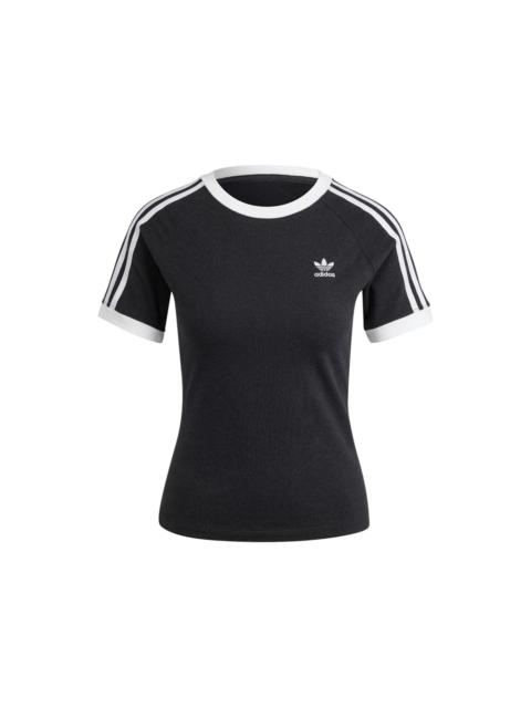 adidas Women's 3-Stripes Slim Raglan T-Shirt Black Melange
