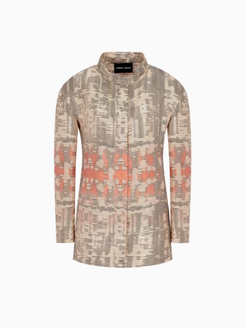 SINGLE-BREASTED JACKET IN A SILK BLEND JACQUARD CANNETÉ