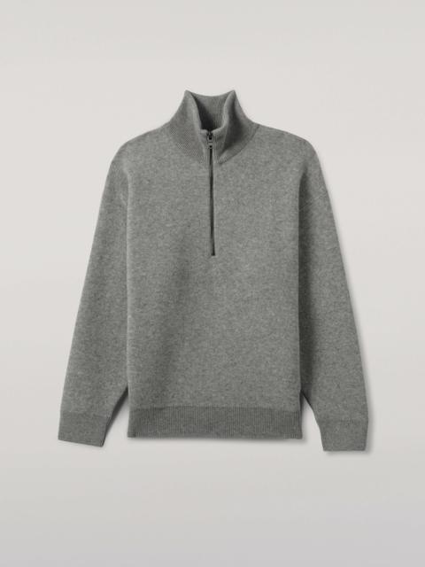 Double Face Grey Half Zip Jumper