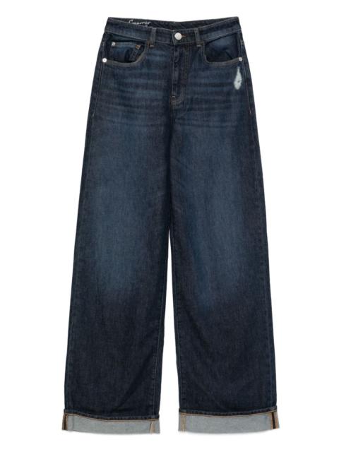 distressed wide-leg jeans
