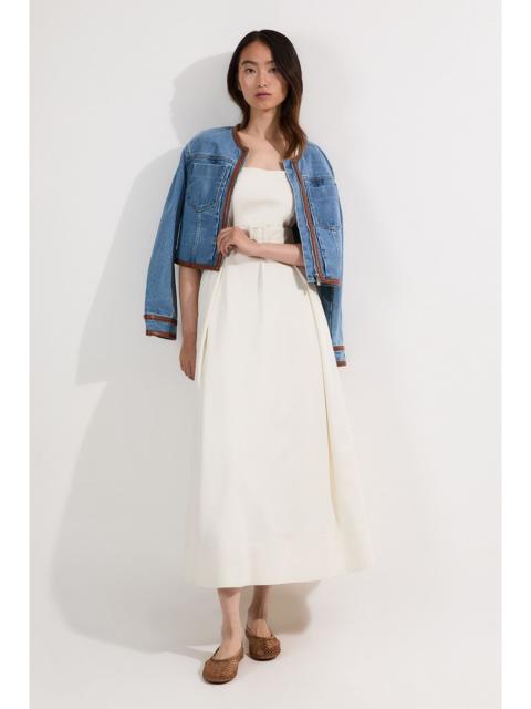 Tailored Denim Full Skirt Midi Dress