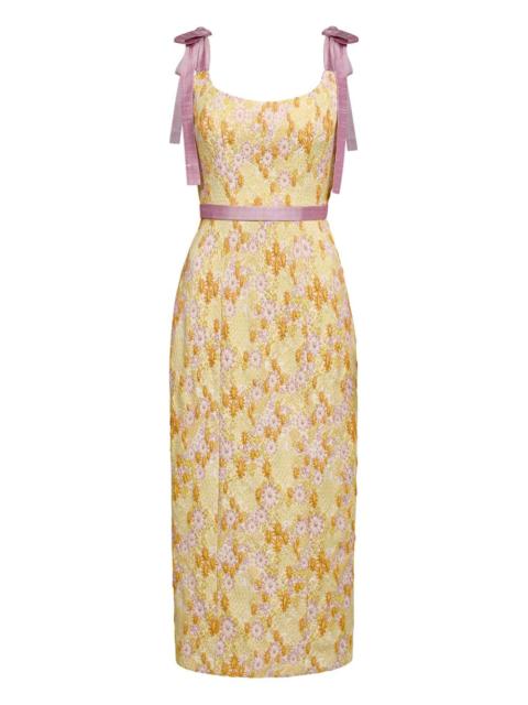 Acacia belted brocade corset dress