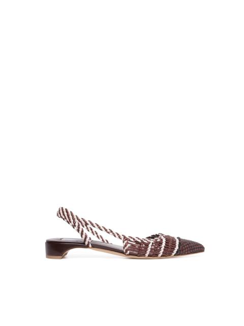 Perro Braided Slingback Shoe in Chocolate Multi Leather