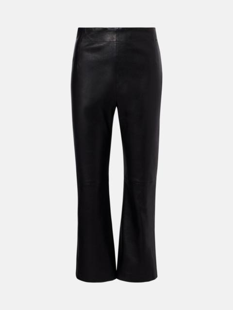 Leather cropped slim pants