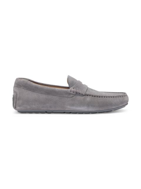 PORTUGUESE-CRAFTED MOCCASIN LOAFERS IN SUEDE WITH PENNY TRIM