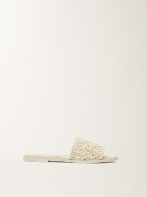 Flat sandal in cotton ribbon with sequins