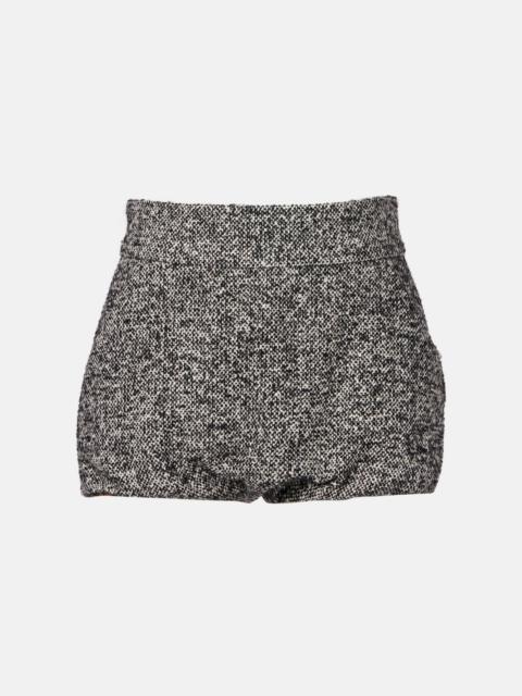 Wool and silk-blend high-rise shorts