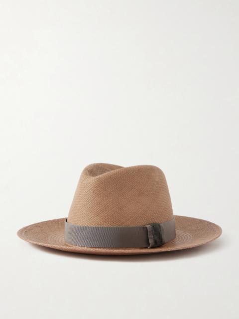 Embellished Grosgrain-trimmed Straw Hat