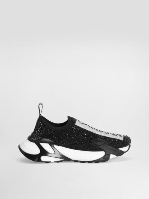 Fast sneakers with fusible rhinestones